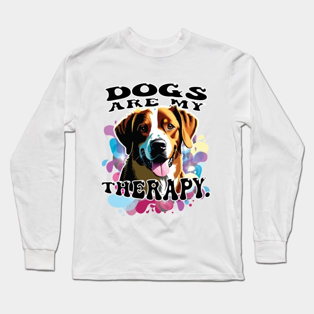 Dogs Are My Therapy T-shirt, Pawprints Tees, Gift Shirt, Dog-lover T-shirt, Funny Animal Shirt, Graphic Tees Long Sleeve T-Shirt by PasJules